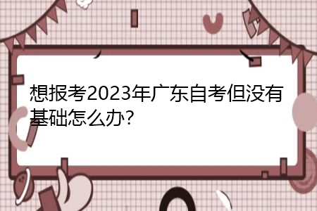 想报考2023年广东自考但没有基础怎么办？